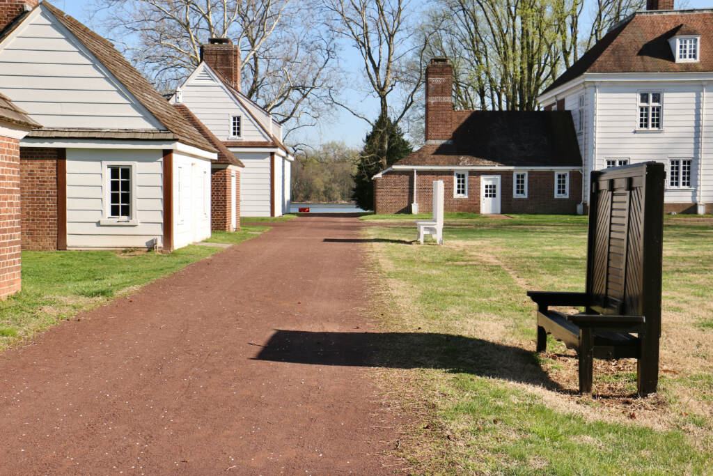 Music emmanates from benches on the Pennsbury Manor historic site, part of an immersive art installation by Native American artist Nathan Young.
