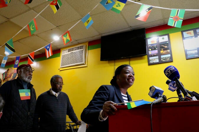 Pennsylvania state Rep. Regina Young speaks at the launch of Africatown Restaurant Week in Southwest Philadelphia