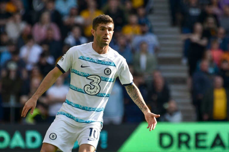 Chelsea's Christian Pulisic reacts during the English Premier League soccer match between Wolverhampton Wanderers and Chelsea