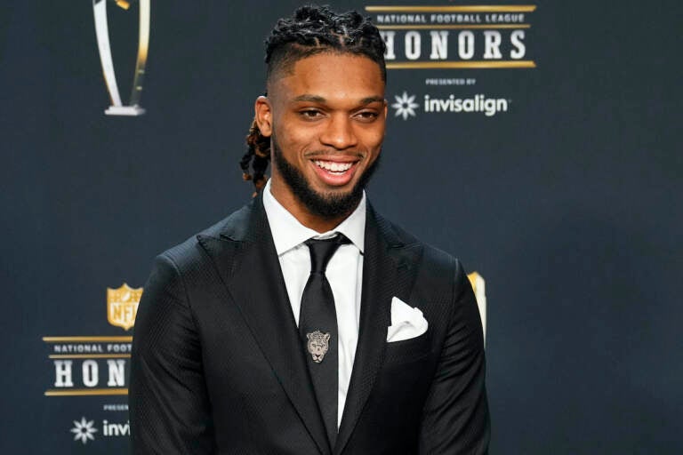 File photo:- Buffalo Bills Damar Hamlin arrives for the NFL Honors award show ahead of the Super Bowl 57 football game, Thursday, Feb. 9, 2023, in Phoenix. (AP Photo/Matt York, File)