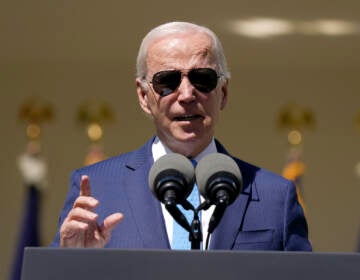 President Joe Biden speaks in the Rose Garden of the White House in Washington