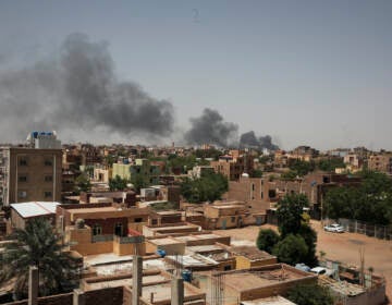 Smoke is seen in Khartoum, Sudan