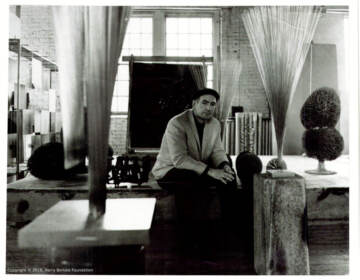 Harry Bertoia with samples of his sculpture in the early 1960s; his favorite photo of himself. (Credit: Harry Bertoia Foundation)