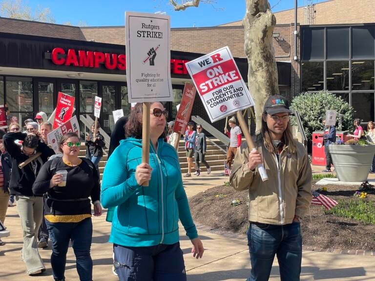 Rutgers faculty strike Workers march for equal pay WHYY