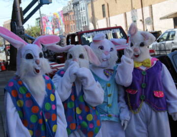 Rabbits invaded the South Street Easter Promenade and provided attendees with chocolate eggs and bunny ears
