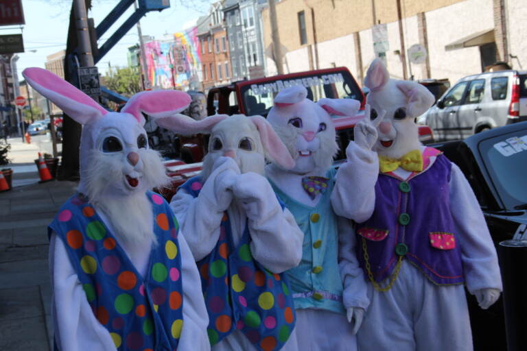 Rabbits invaded the South Street Easter Promenade and provided attendees with chocolate eggs and bunny ears