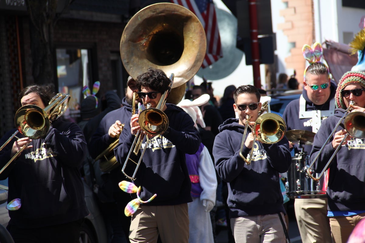 The WhoaPhat BrassBand filled the airwaves during the South Street Easter Promenade parade