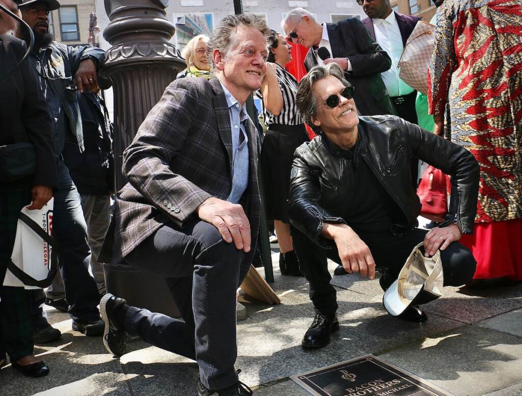 The Bacon brothers, Michael (left) and Kevin, are honored for their contribution to music with a plaque on the Philadelphia Music Alliance Walk of Fame