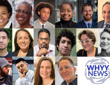 Rows of headshots of people recently hired and/or promoted at WHYY News.