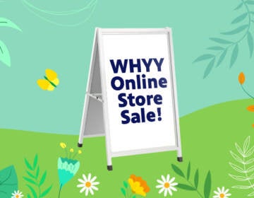 WHYY Shop graphic with flowers, grass, and nature