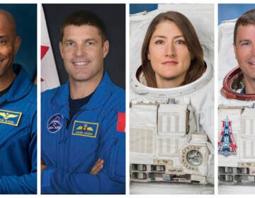 This combination of photos shows, from left, astronauts Victor Glover, Jeremy Hansen, Christina Koch, and Reid Wiseman.