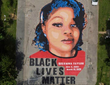 A ground mural depicting a portrait of Breonna Taylor is seen at Chambers Park in Annapolis, Md., on July 6, 2020. (Julio Cortez/AP)