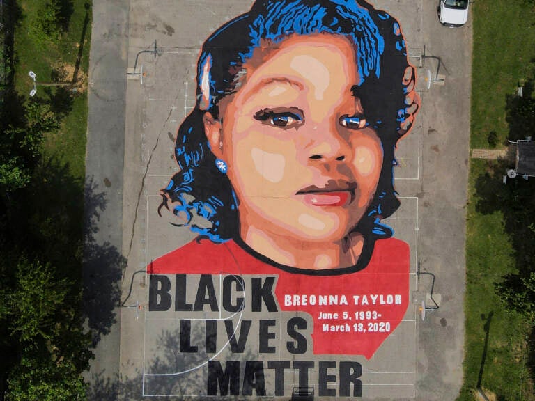 A ground mural depicting a portrait of Breonna Taylor is seen at Chambers Park in Annapolis, Md., on July 6, 2020. (Julio Cortez/AP)