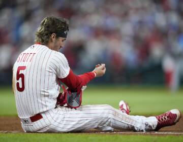 Phillies player Bryson Stott during a game.