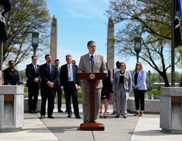 Outdoor press conference in Harrisburg