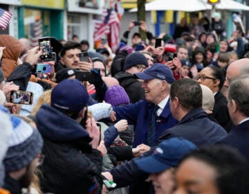 Joe Biden greeting a large group of people