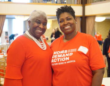 2 women posing at a Moms Demand Action event.