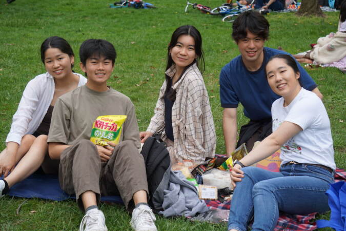 Luna, Cameron, Alyssa. Riku, and Rachel enjoy the festival