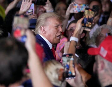 Trump surrounded by his supporters at Mar-a-Lago after returning from New York for his arraignment.