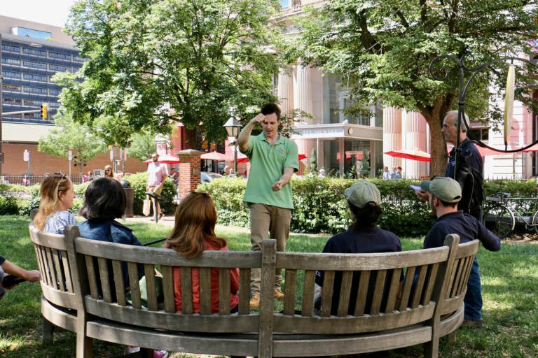 Ken Sandberg performs in front of a crowd.