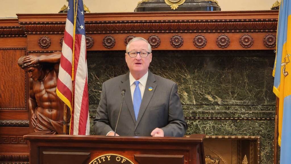 Philadelphia Mayor Jim Kenney speaks at City Hall