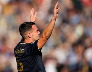 File photo: Philadelphia Union's Déniel Gazdag reacts after scoring a goal during the second half of an MLS soccer match against the Toronto FC, Sunday, Oct. 9, 2022, in Chester, Pa