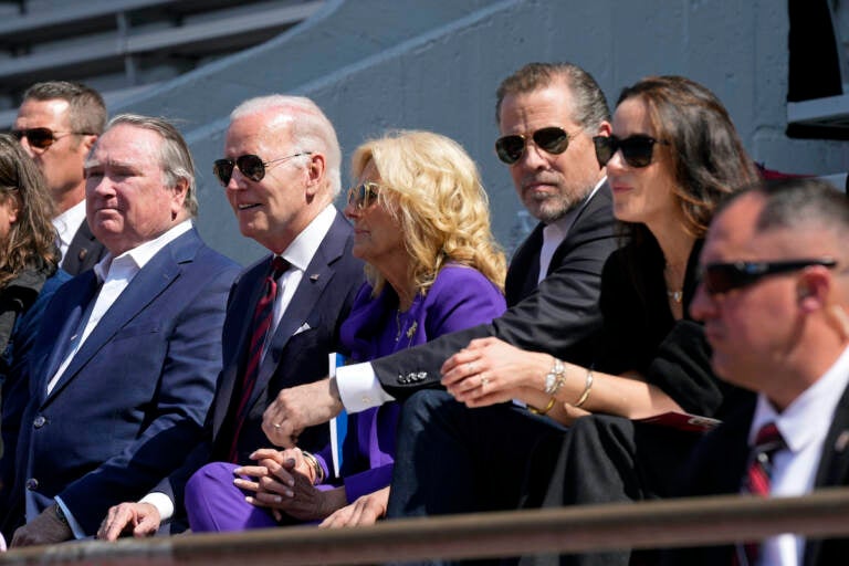 President Joe Biden attends his granddaughter Maisy Biden's commencement ceremony with first lady Jill Biden and children Hunter Biden and Ashley Biden at the University of Pennsylvania in Philadelphia, Monday, May 15, 2023. 
(AP Photo/Patrick Semansky)