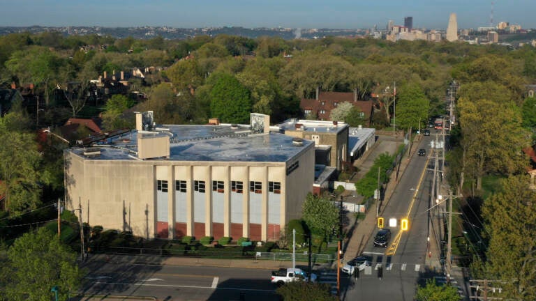 File photo: The Tree of Life Synagogue, lower left, stands in the Squirrel Hill neighborhood of Pittsburgh on Thursday, April 19, 2023. The federal jury trial of the suspect in the nation's deadliest antisemitic attack is scheduled to get underway Tuesday morning, four and a half years after the shooting deaths of 11 worshipers at a Pittsburgh synagogue.