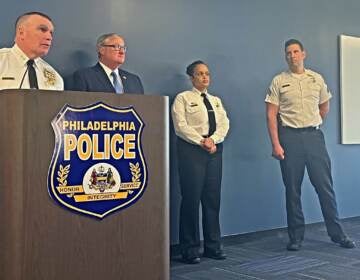 Deputy Commissioner James Kelly, Mayor Jim Kenney, Commissioner Danielle Outlaw and Sgt Eric Gripp give an update on Philadelphia Police Department strategy ahead of summer