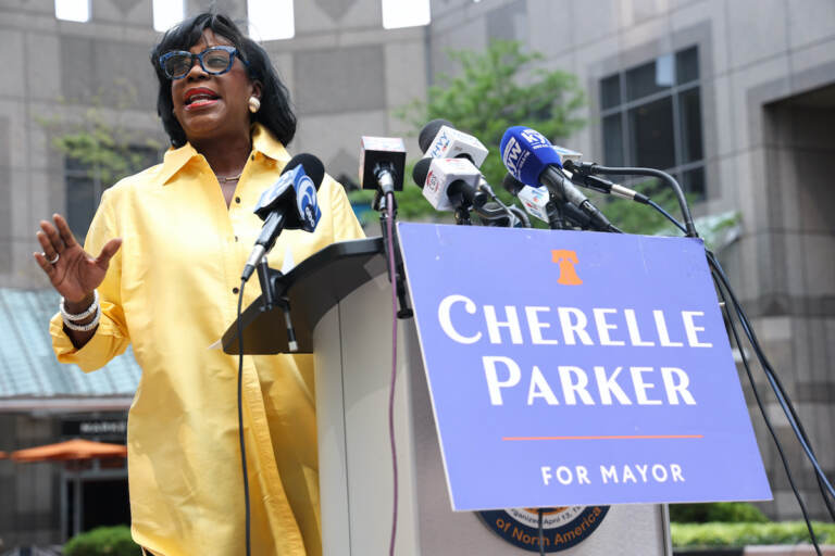 Democratic nominee for mayor Cherelle Parker speaks in Philadelphia