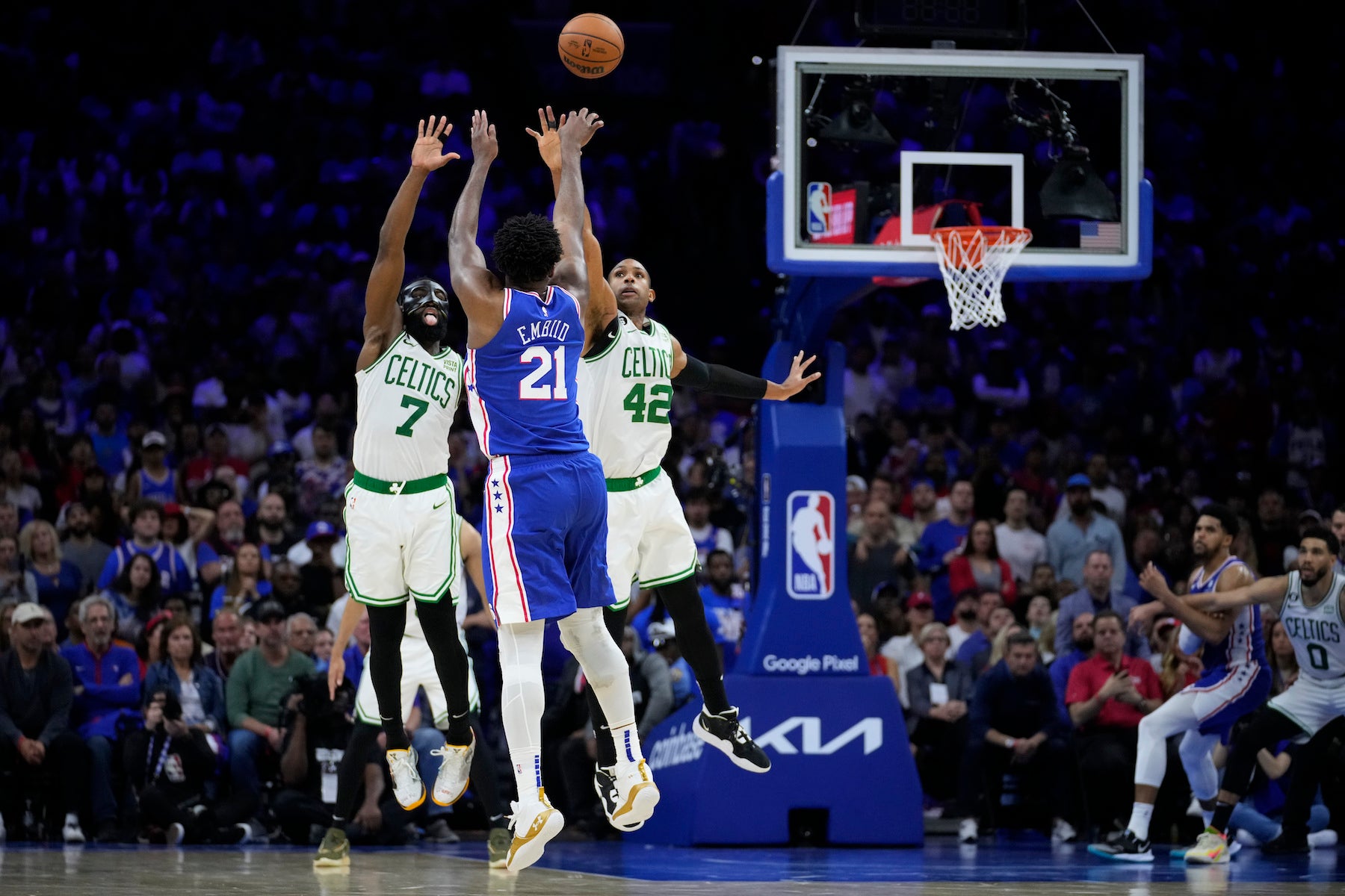 Harden Makes Winning 3 In Ot 76ers Tie Series With Celtics Whyy