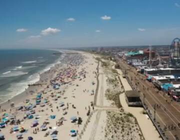 An aerial view of the Jersey shore.