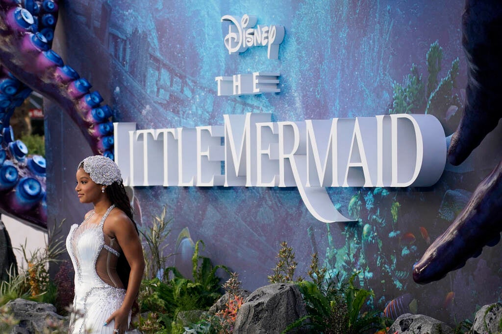 Halle Bailey upon arrival for the premiere of The Little Mermaid, in London, Monday, May 15, 2023.