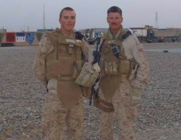 Cole Lyle (left), a Marine Corps veteran and executive director of the veterans advocacy group Mission Roll Call, says a U.S. default would have devastating consequences for former military members who stand to see their benefits suspended.
(Courtesy of Cole Lyle)