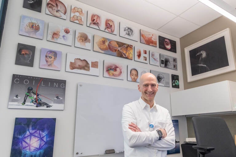 Dr. Brian Dunham is the co-founder of the Stream Studios at the Children’s Hospital of Philadelphia where its team of medical illustrators create visual education graphics, animations and 3D-models. (Kimberly Paynter/WHYY)