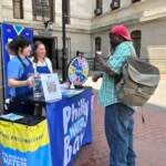 Philadelphians sample tap water at a PWD water bar event