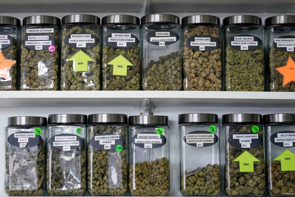 Marijuana products are displayed at the Good Leaf Dispensary