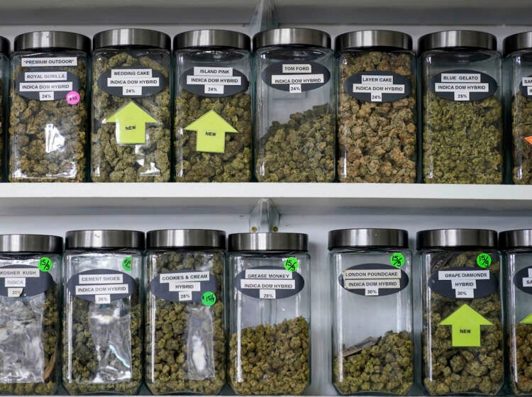 Marijuana products are displayed at the Good Leaf Dispensary