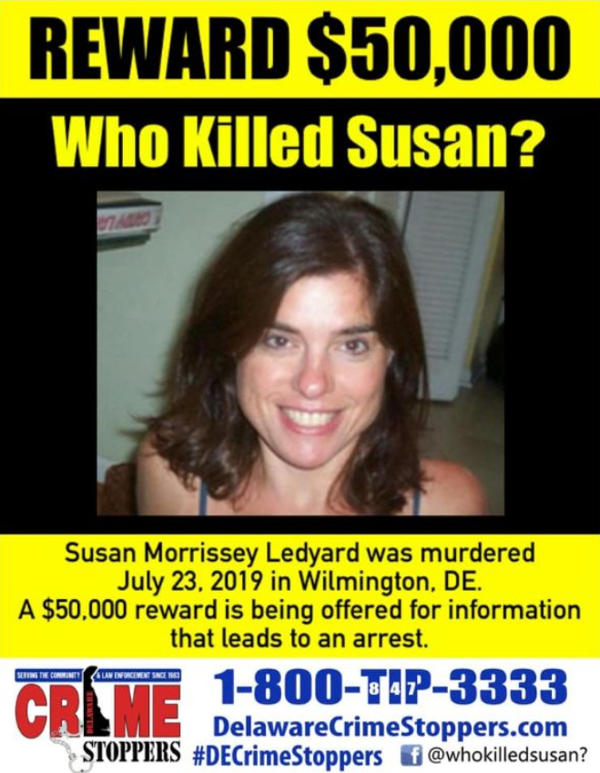 A poster asks for information about who killed Susan Ledyard