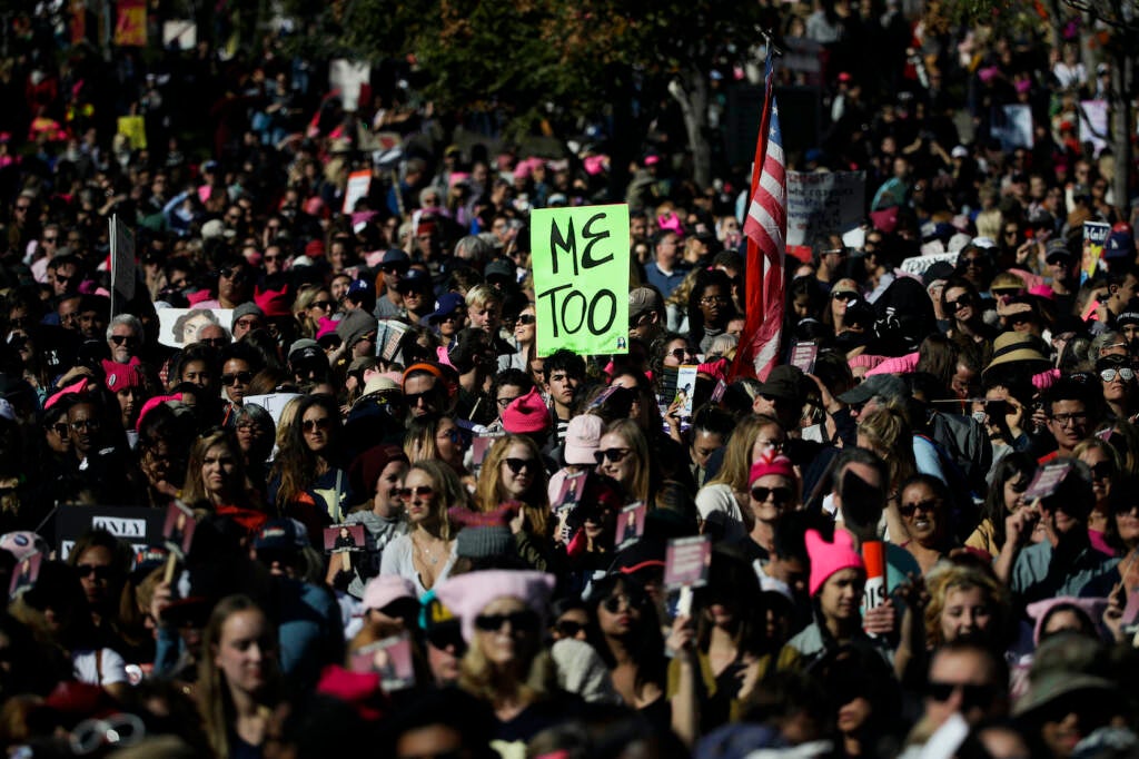 Crowd shot of the Women's March in Los Angeles in 2018.