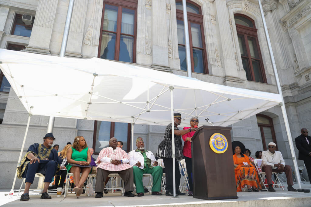 Opal Lee speaking at a podium