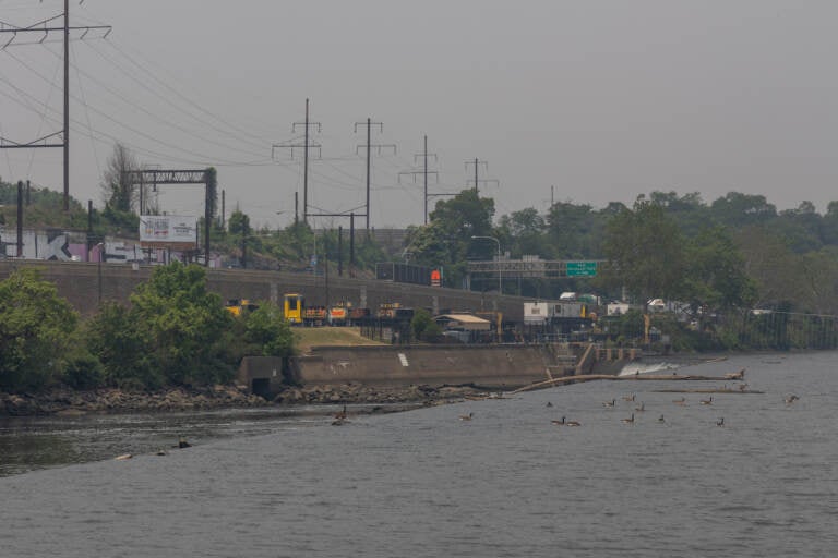 Smoky sky over the river