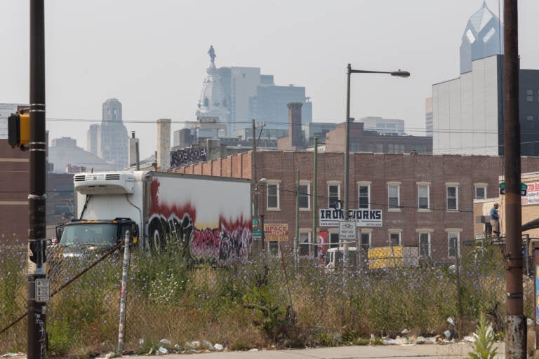 Visibility in downtown Philadelphia was greatly reduced by smoke drifting into the city from Canadian wildfires