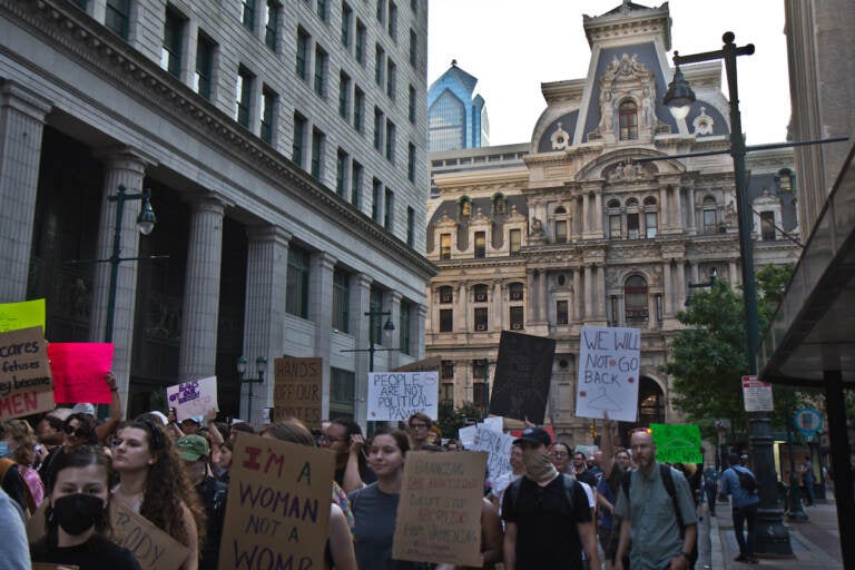 Protesters marched through Center City demanding access to abortion after the Supreme Court overturned Roe v. Wade on June 24, 2022