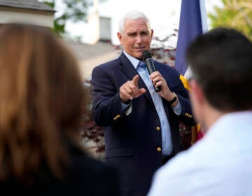 Former Vice President Mike Pence speaks to local residents during a meet and greet, Tuesday, May 23, 2023, in Des Moines, Iowa