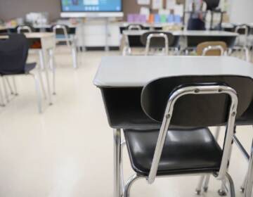 Desks are shown in a classroom (Tim Tia/Philadelphia Inquirer)