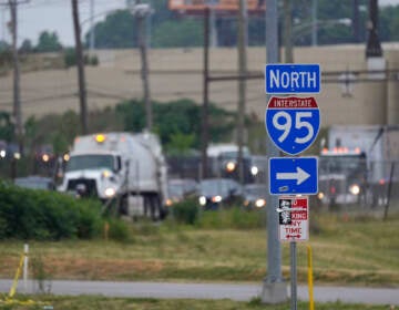 Traffic barely moves in a neighborhood near an elevated section of Interstate 95