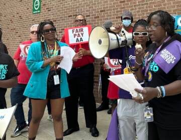 Airport workers protest at Philadelphia International Airport