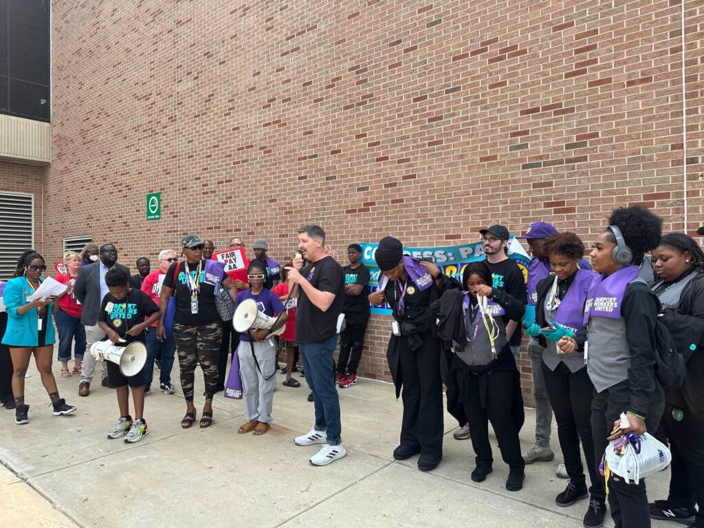 Airport workers protest at Philadelphia International Airport