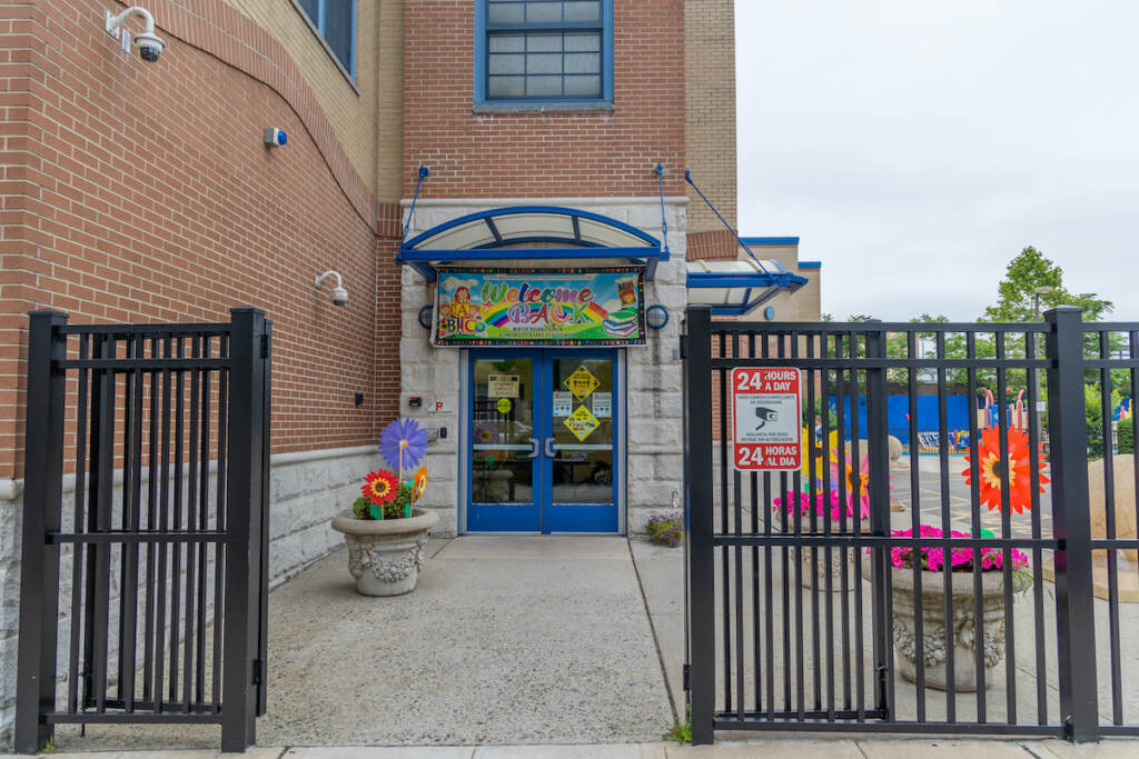 Gated entrance to the school